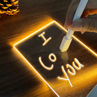 Transparent Luminous LED Night Lights USB Luminous Acrylic Night Light Erasable Write Message Board Calendar Desktop Ornaments