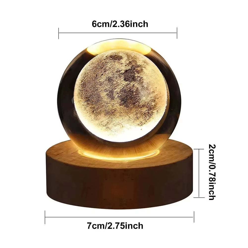 USB Night Light LED Crystal Ball Table Lamp 3D Moon Planet Galaxy Decor for Home Table Lamp Party Toys for Kids Adult Xmas Gift