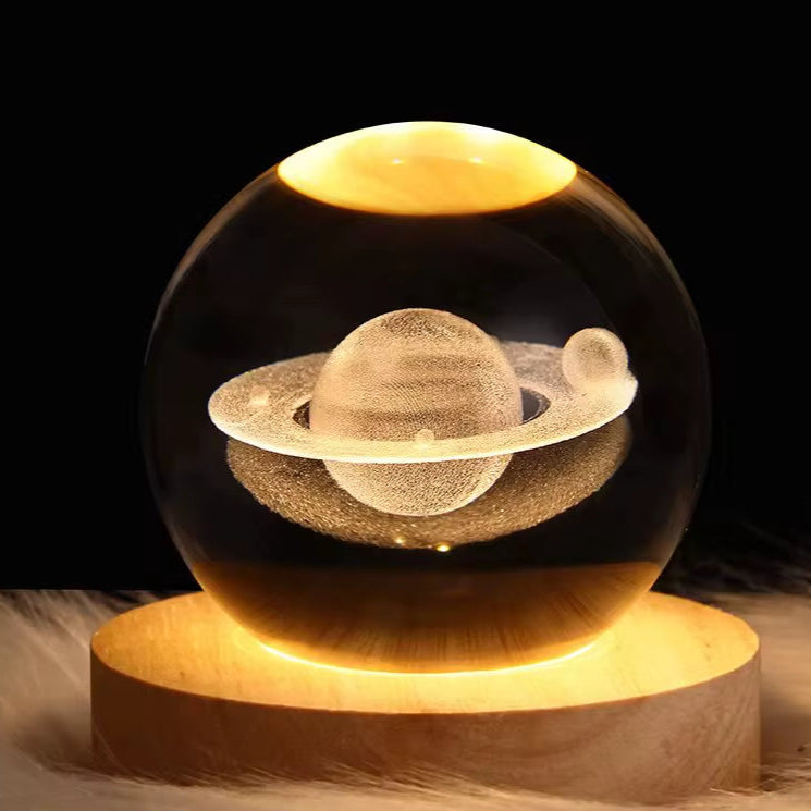 USB Night Light LED Crystal Ball Table Lamp 3D Moon Planet Galaxy Decor for Home Table Lamp Party Toys for Kids Adult Xmas Gift